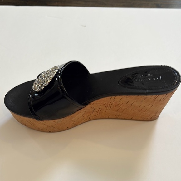 Coach Judith Patent Leather Cork Wedge Slide with Silver Accents by size 9.5 B - Picture 5 of 11